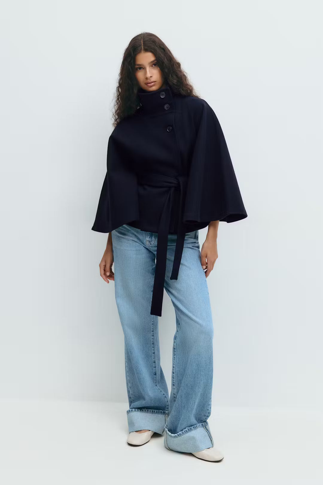 Minora | Waist-Tie Cape Coat