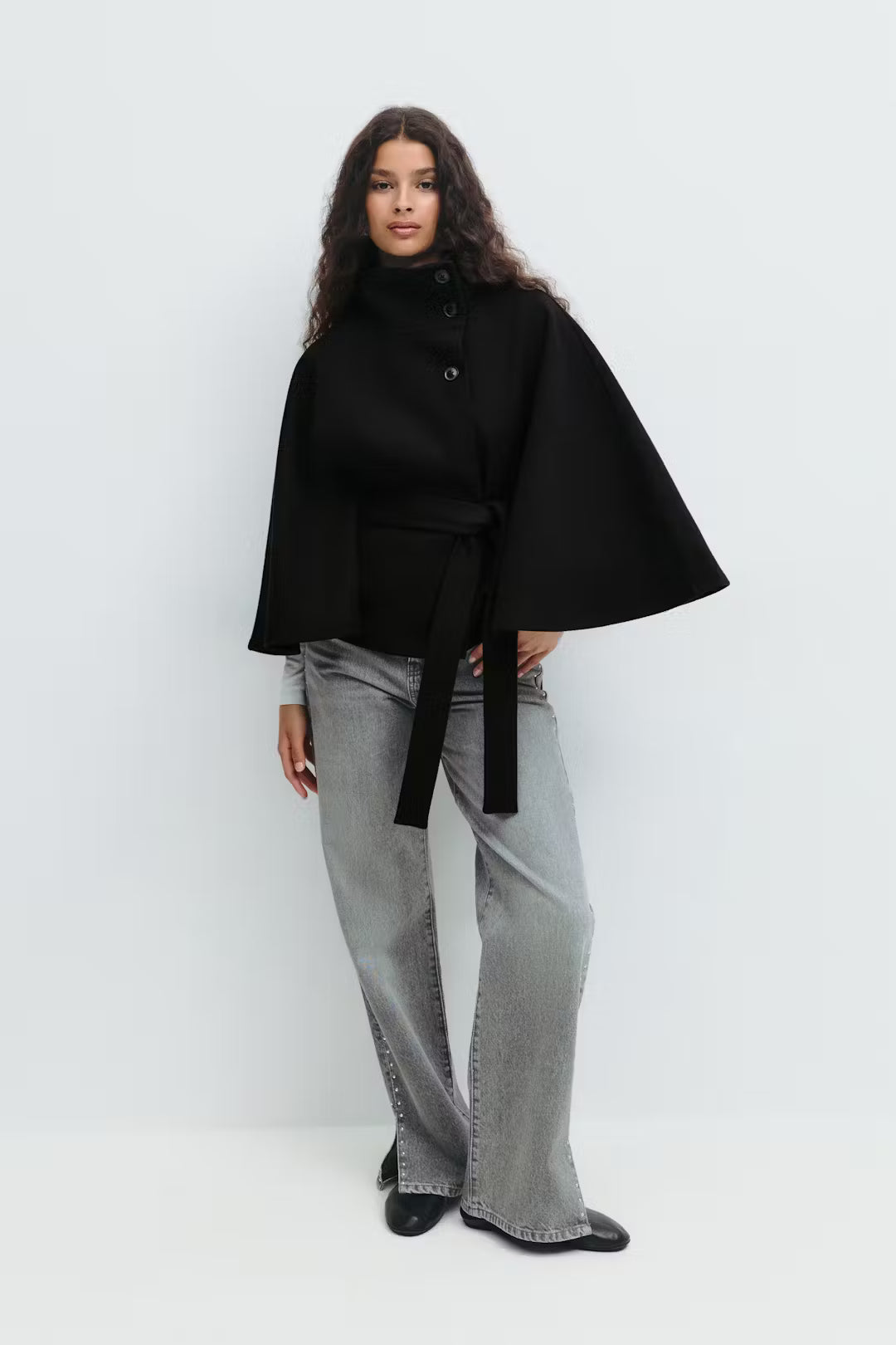 Minora | Waist-Tie Cape Coat