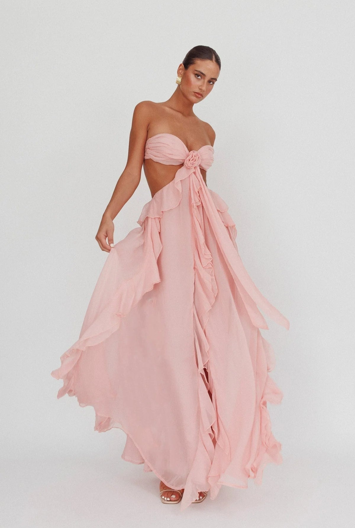 Estella | Cut-Out Ruffle Maxi Dress