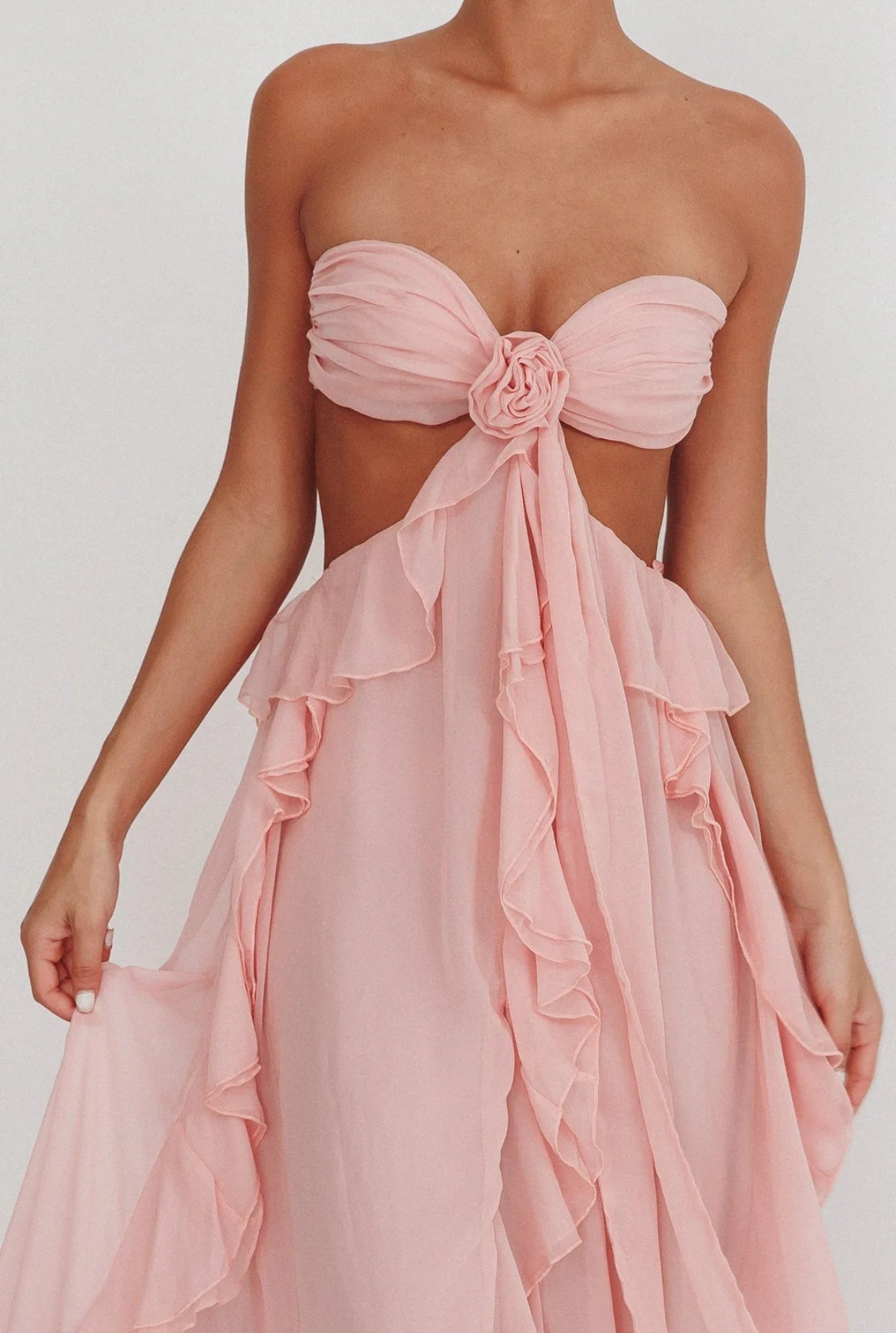 Estella | Cut-Out Ruffle Maxi Dress