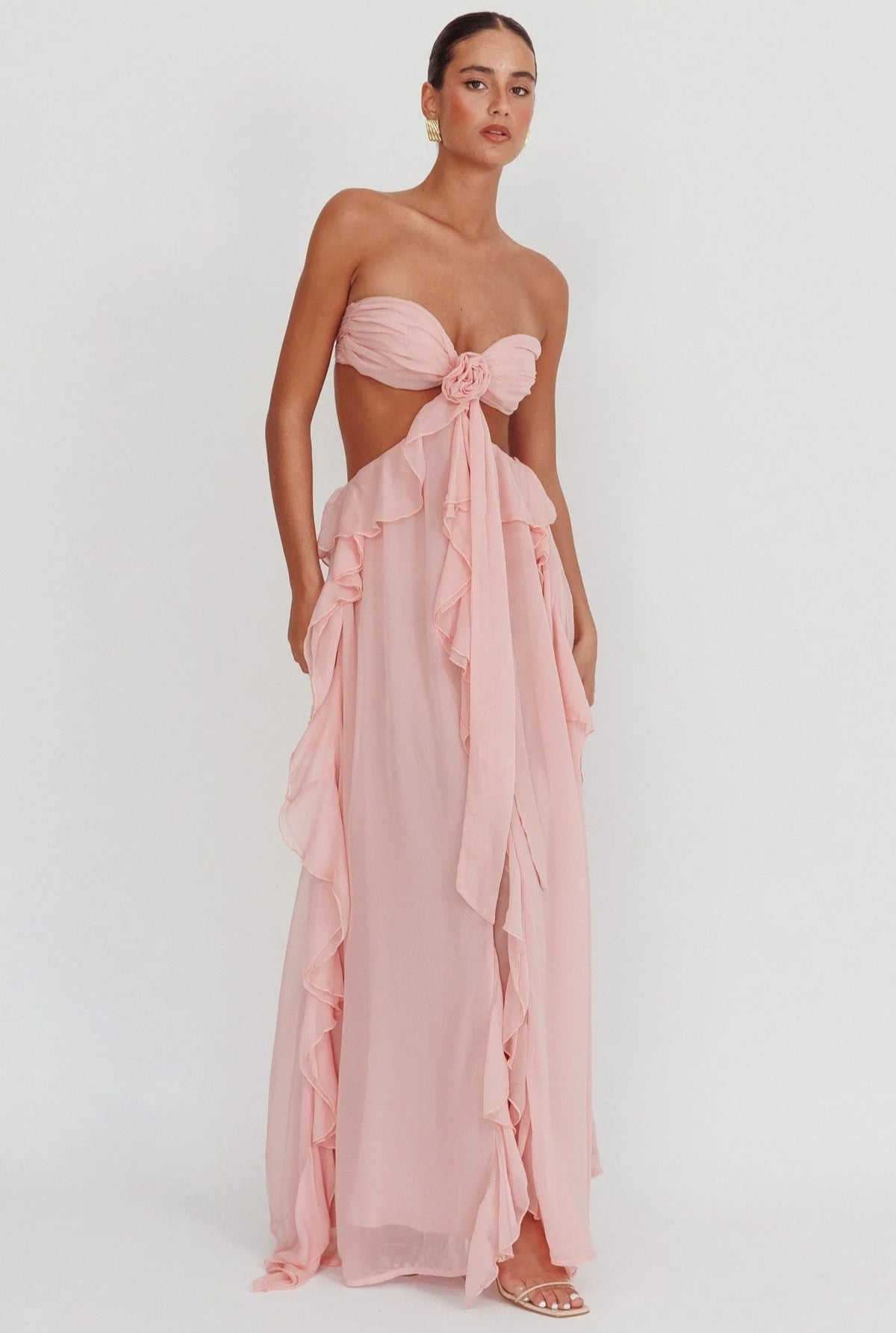 Estella | Cut-Out Ruffle Maxi Dress