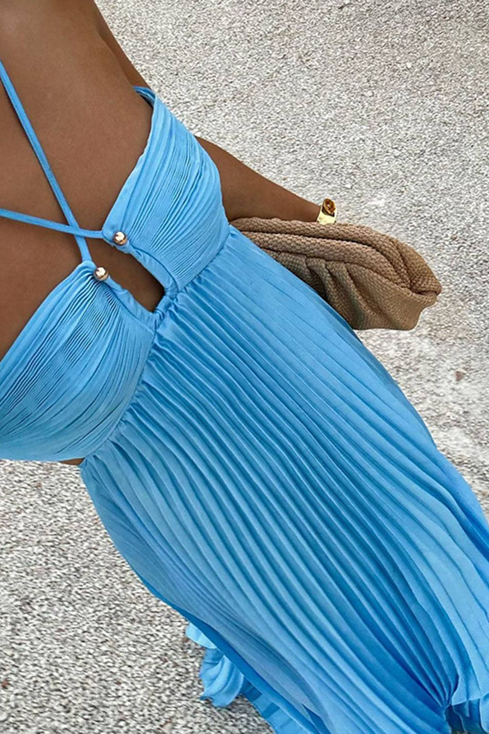Giulietta | Sky Blue Pleated Maxi Dress