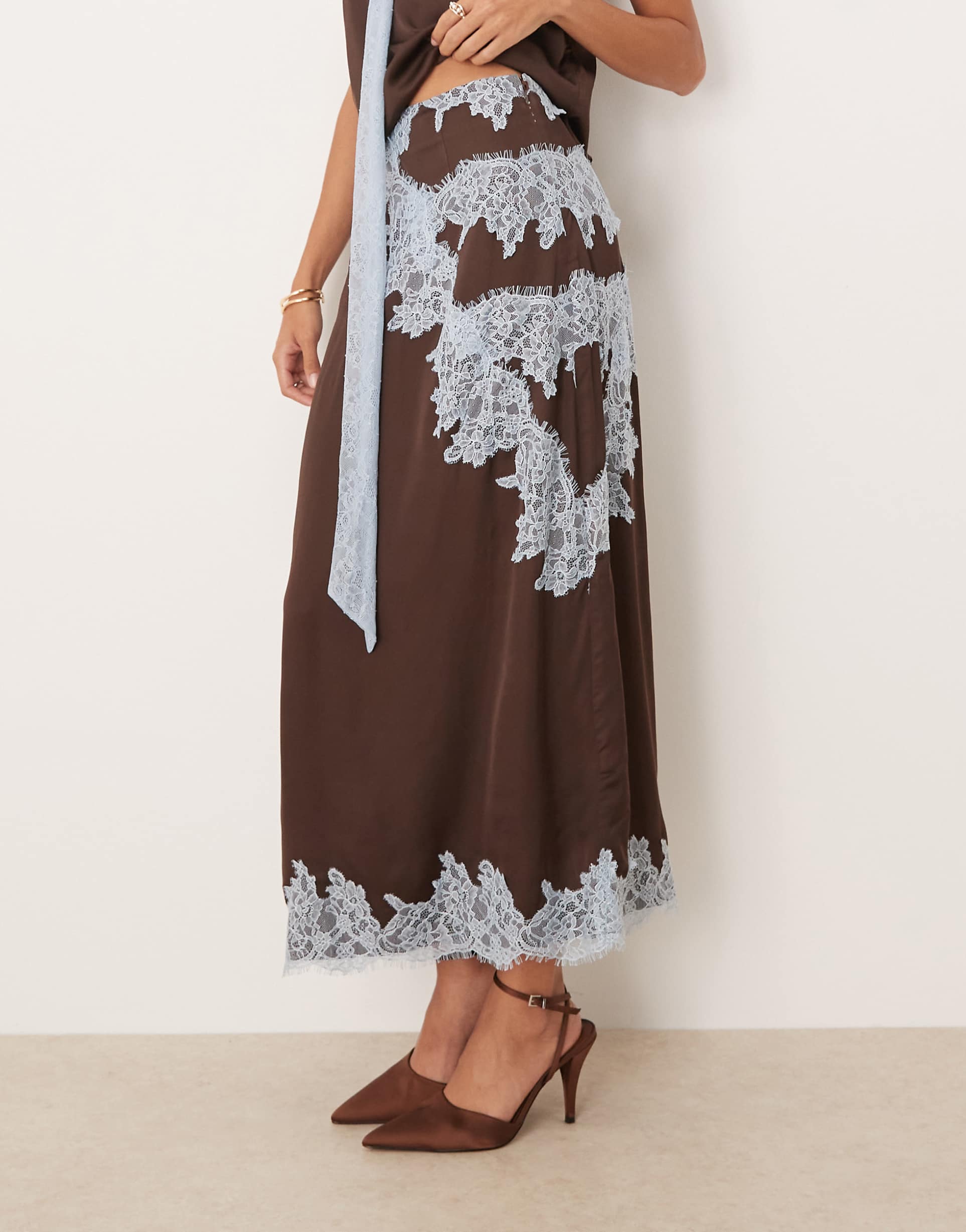 Valentina | Satin Lace Maxi Set