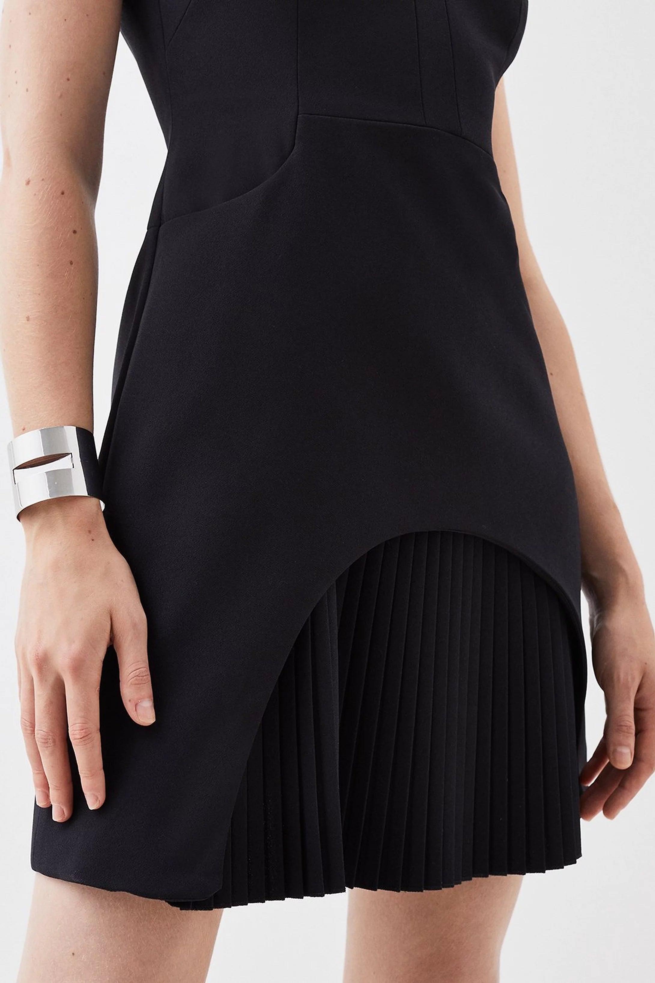 Alessia | Pleated Hem High Neck Mini Dress