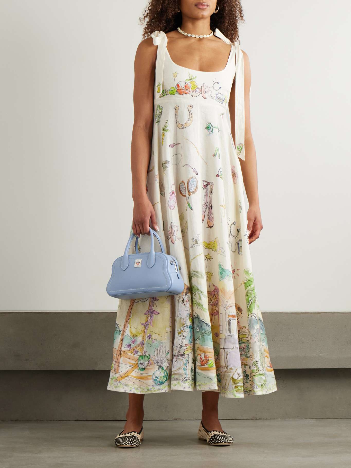 Cressida | Whimsical Print Tie-Strap Maxi Dress