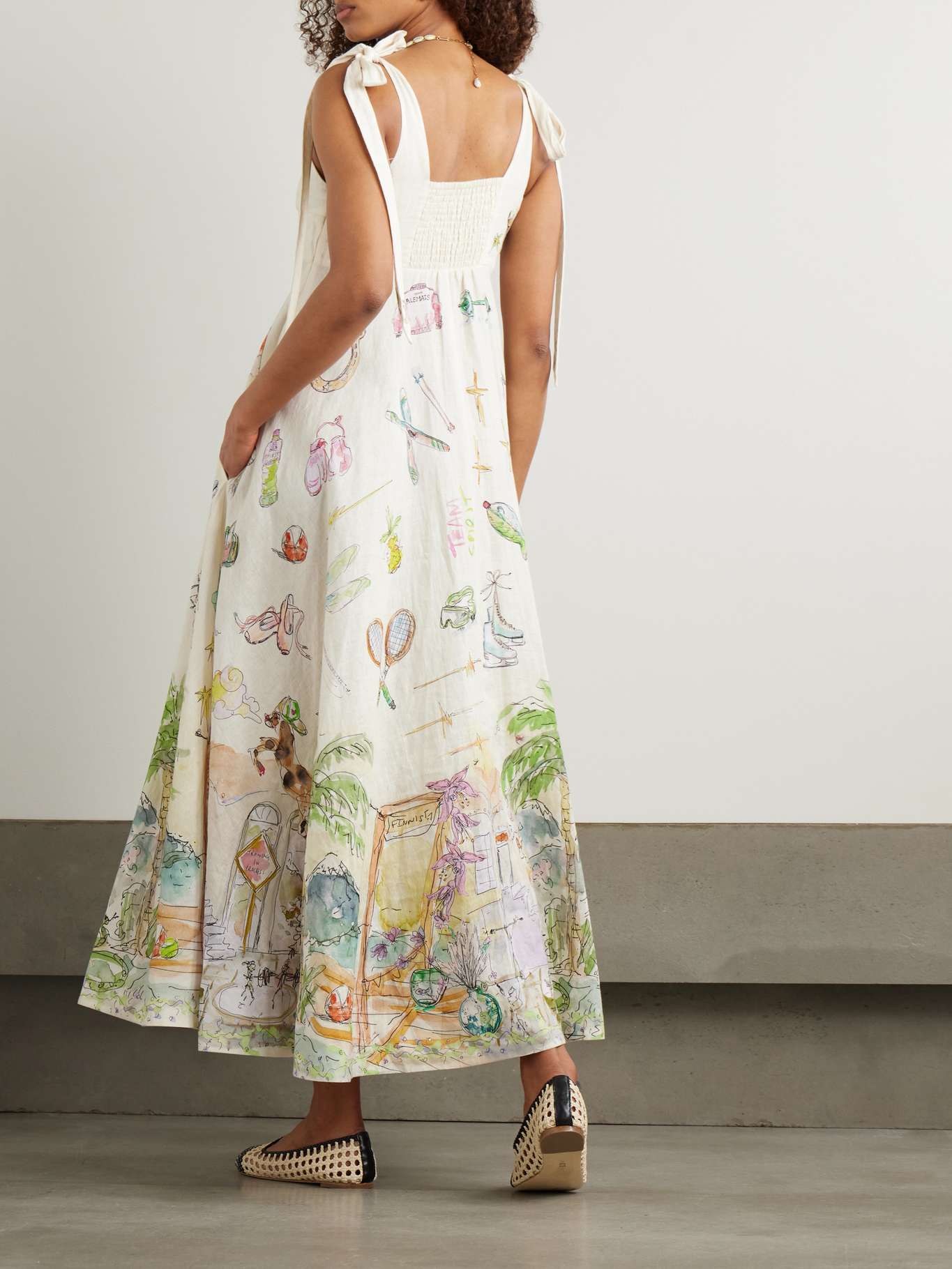 Cressida | Whimsical Print Tie-Strap Maxi Dress