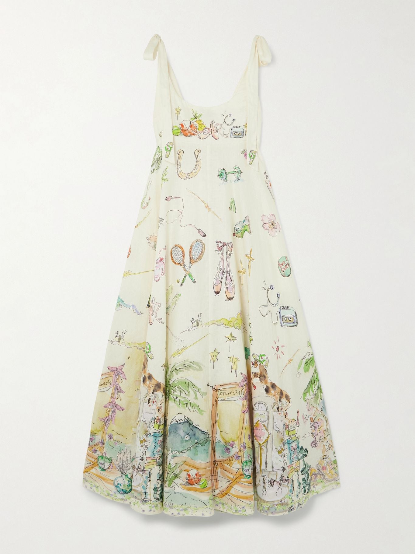 Cressida | Whimsical Print Tie-Strap Maxi Dress