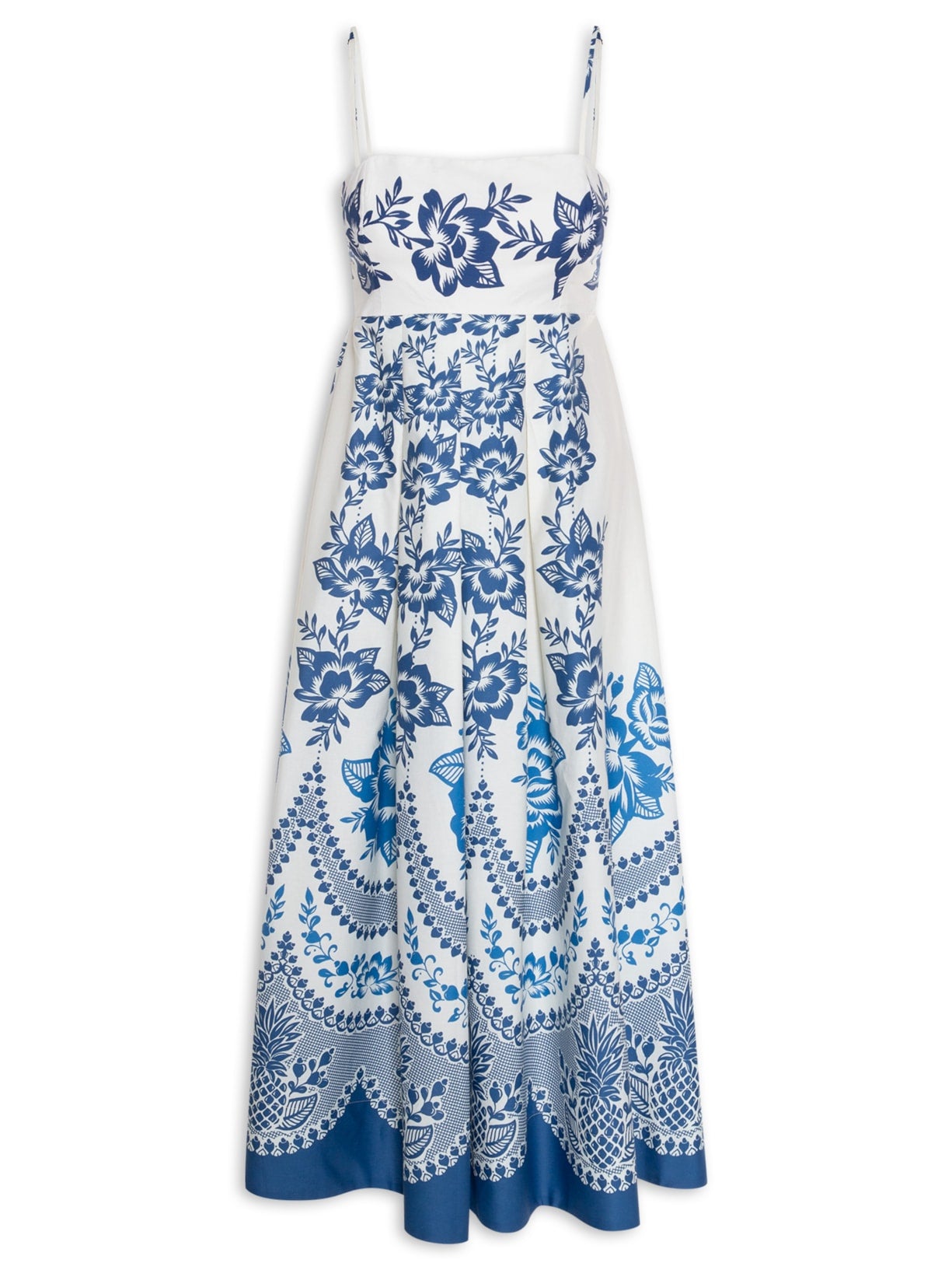 Zyra | Blue Blossom Print Midi Dress of