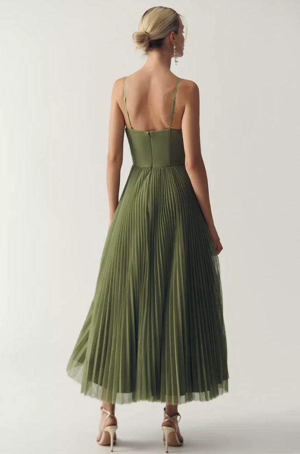 Fiona | Pleated Tulle Bustier Midi Dress