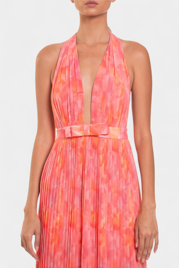 Camellia | Halter Pleated Maxi Dress