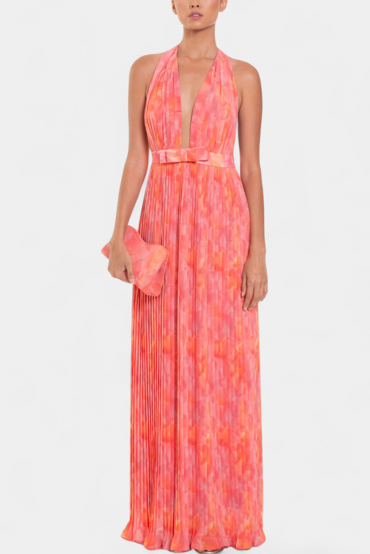 Camellia | Halter Pleated Maxi Dress