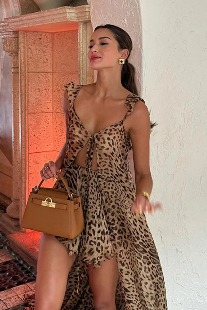Kaelis | Tie-Front Leopard Two-Piece