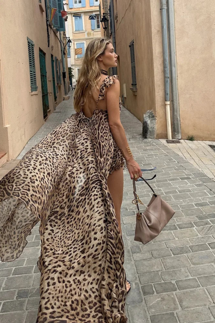 Kaelis | Tie-Front Leopard Two-Piece