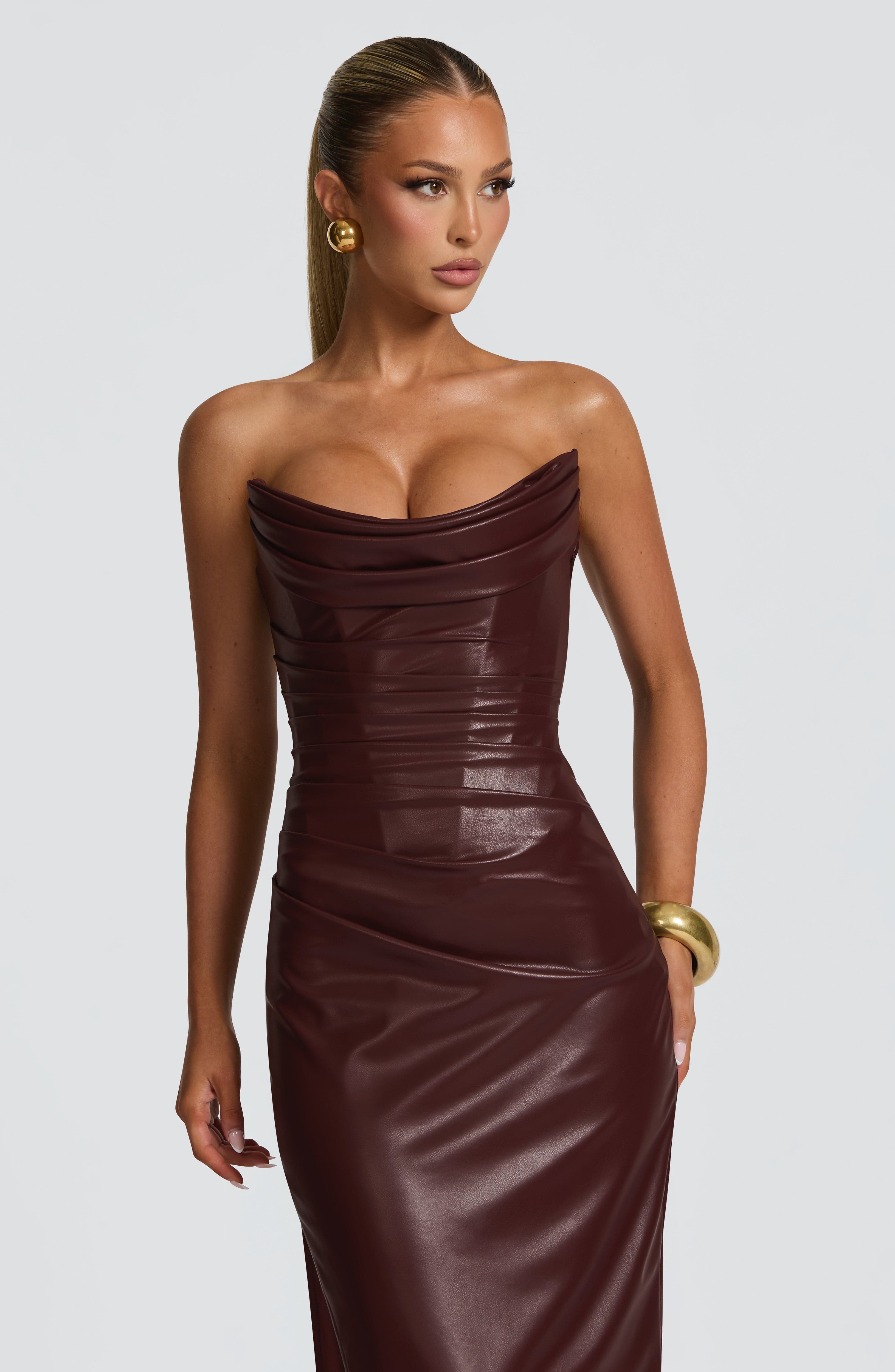 Adelina | Luxe Leather Maxi Dress