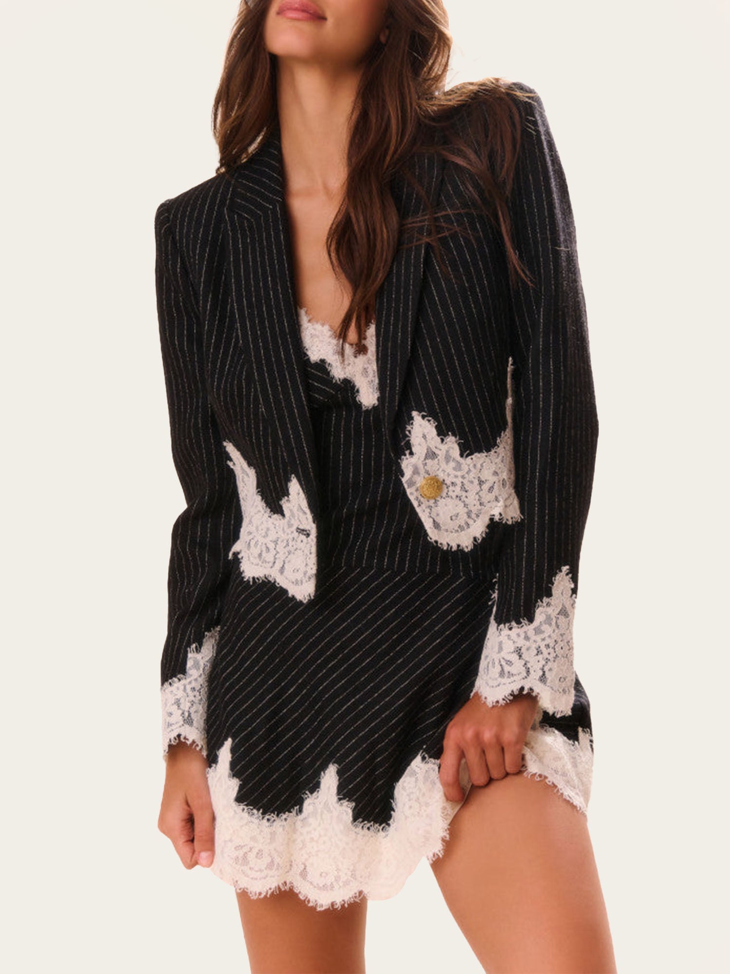 Amélie | Striped Lace Trim Two-Piece Set