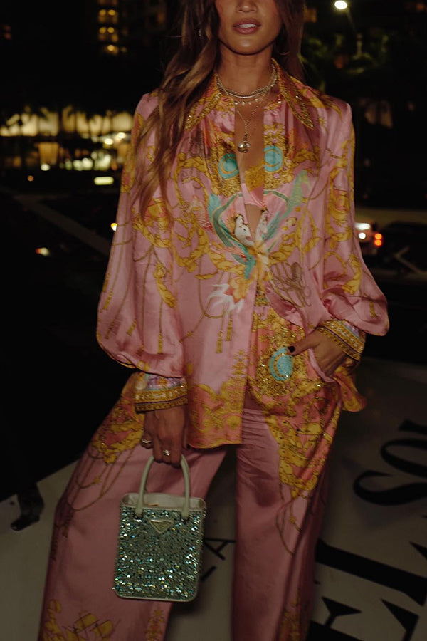 Valentina | Mermaid Motel Unique Print Shirt & Pants Set