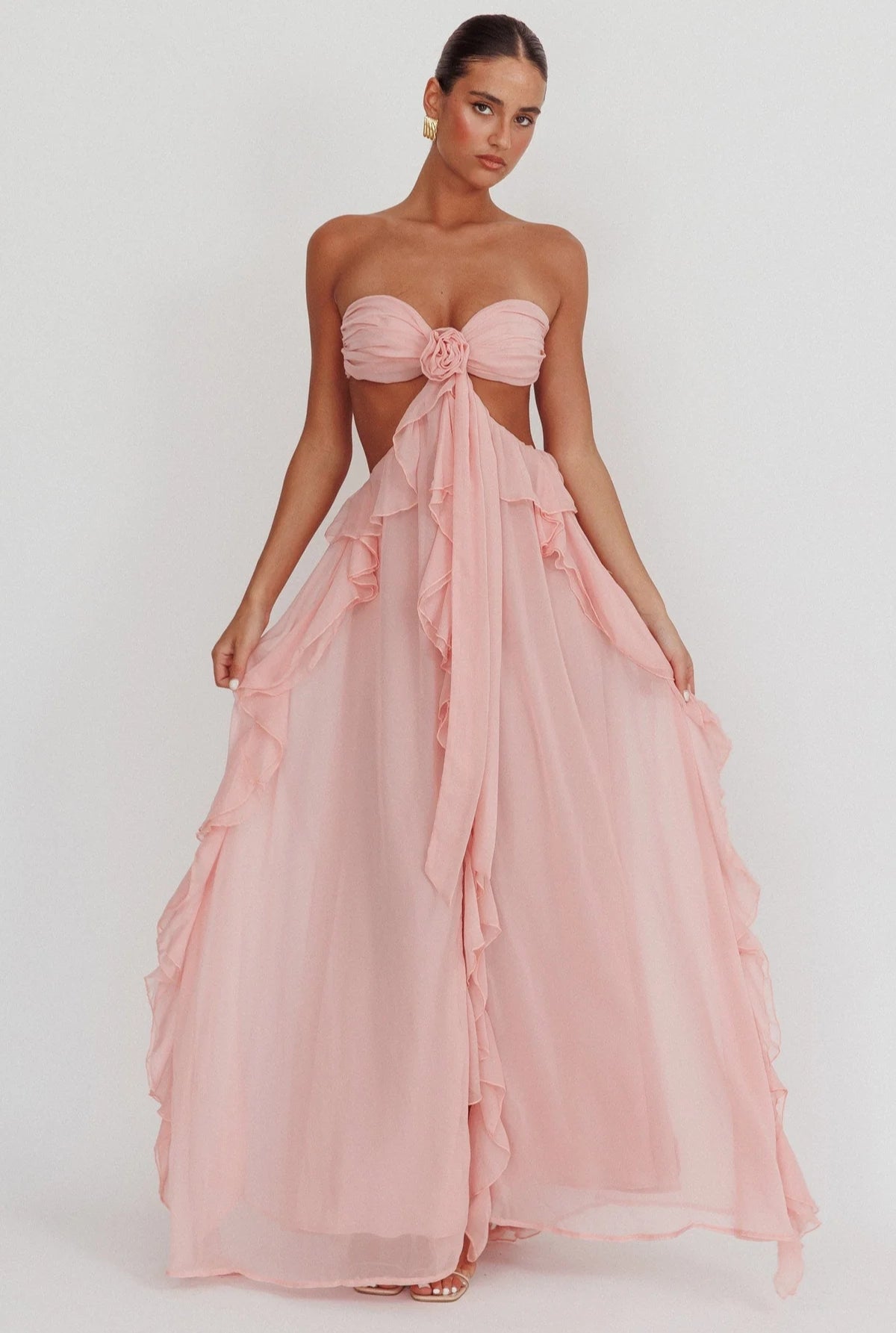 Estella | Cut-Out Ruffle Maxi Dress
