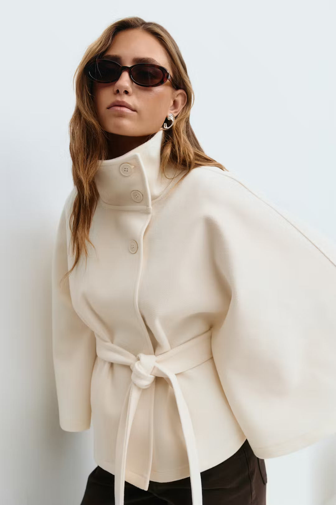 Minora | Waist-Tie Cape Coat
