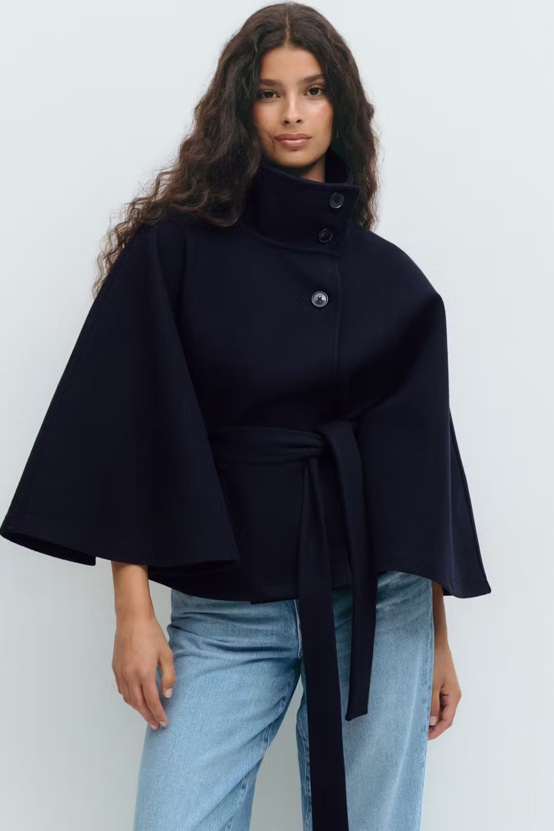 Minora | Waist-Tie Cape Coat