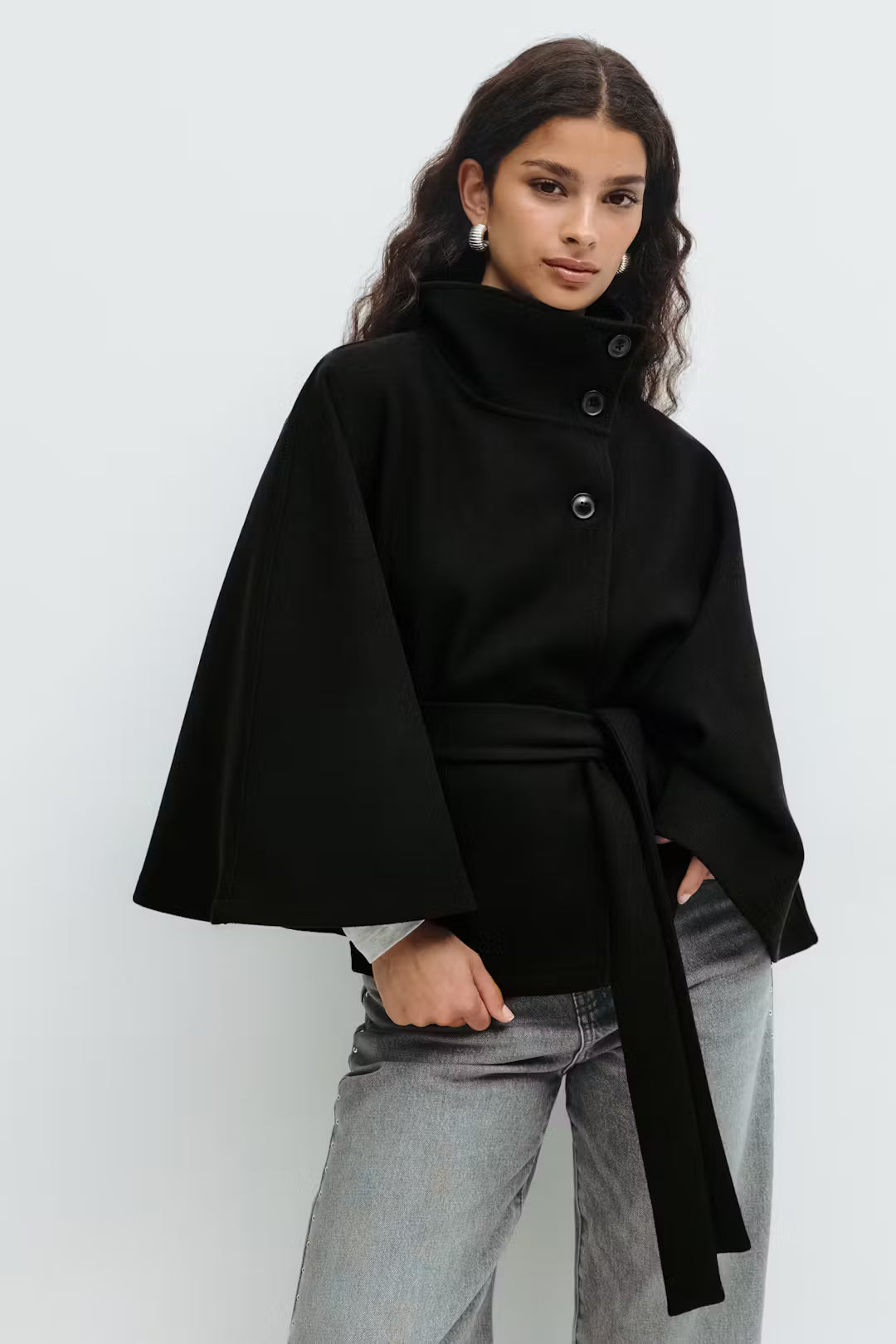 Minora | Waist-Tie Cape Coat