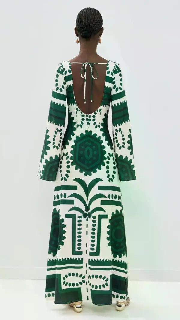 Gianna | Center Ring Print Long Sleeve Maxi Dress