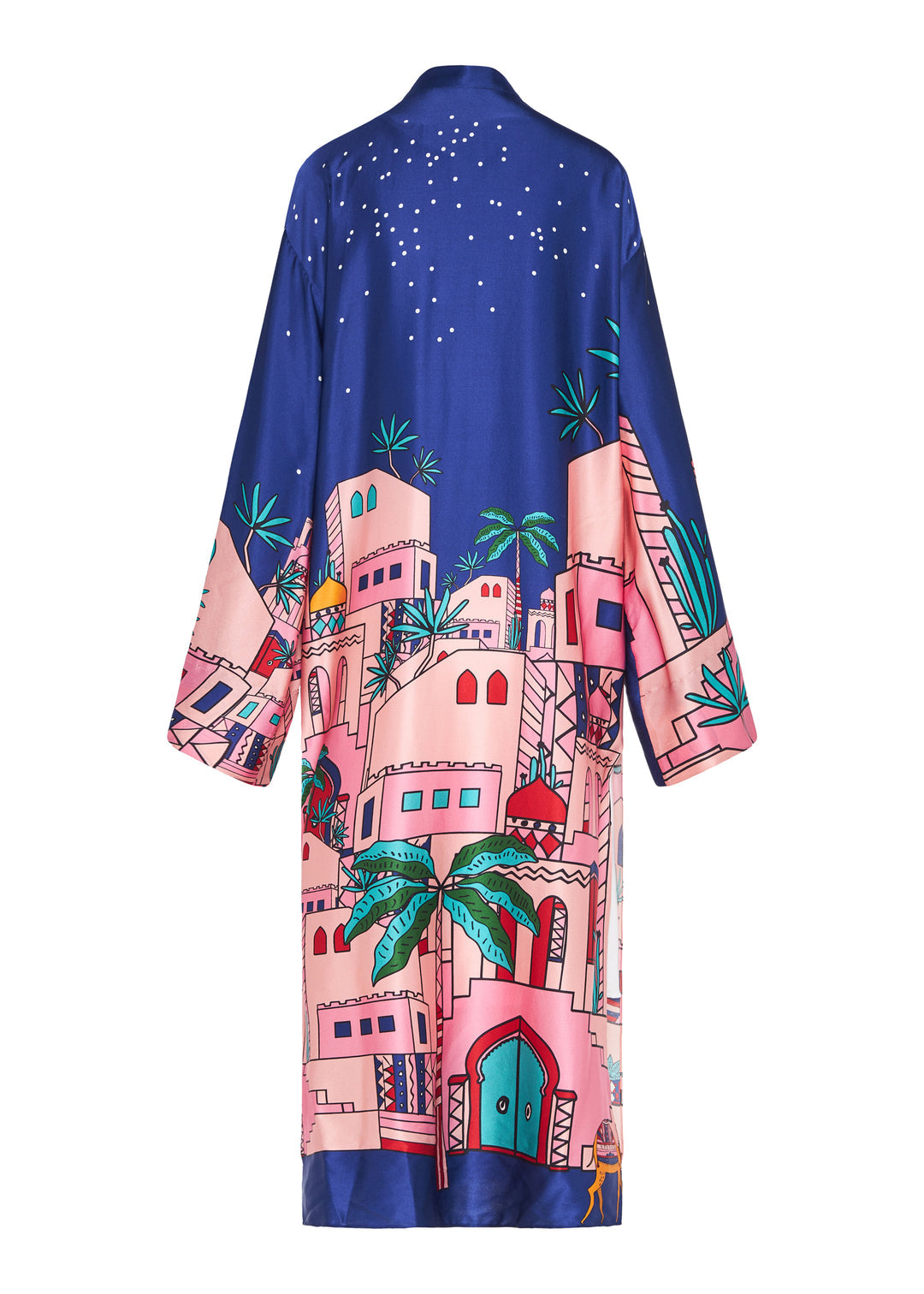 Mackenzie | Unique Satin Print Kaftan Midi Dress