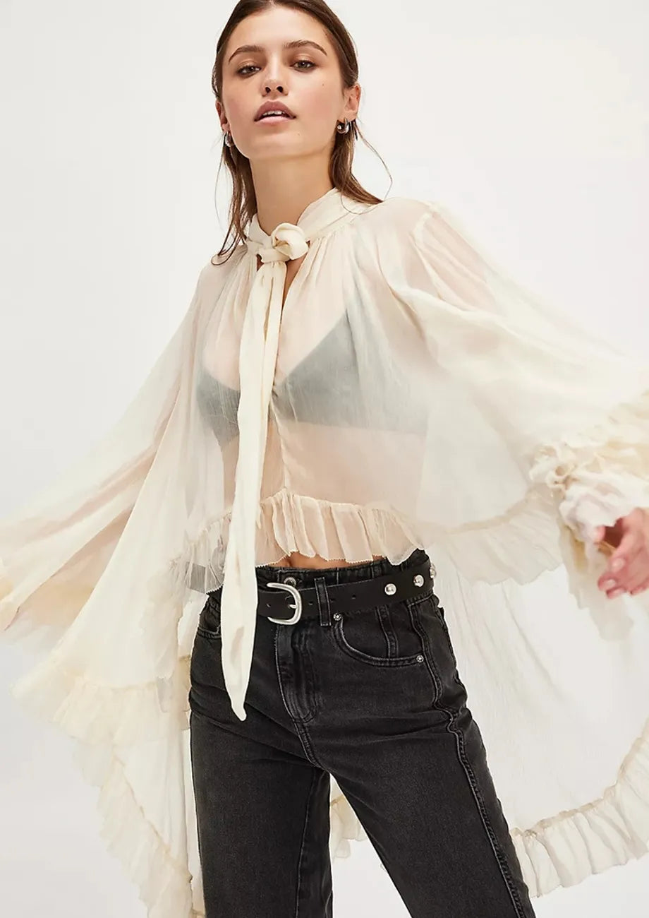 Seraphina | Flowy High-Low Tie-Up Blouse