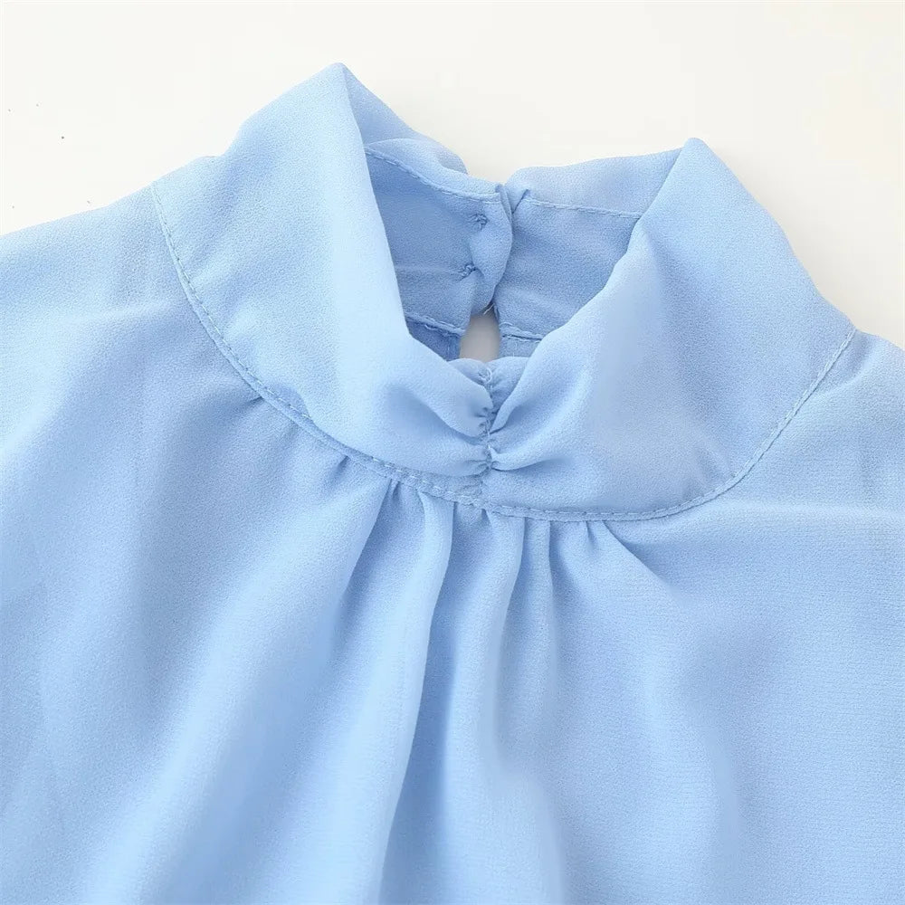 Leona | High Neck Ruffle Chiffon Mini Dress