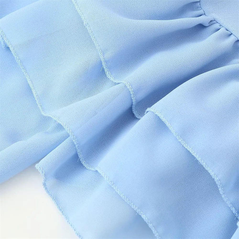 Leona | High Neck Ruffle Chiffon Mini Dress