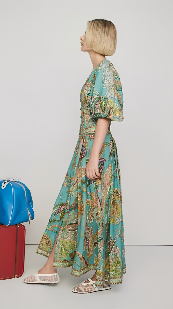 Leona Rae | Bohemian Puff Sleeve Maxi Dress