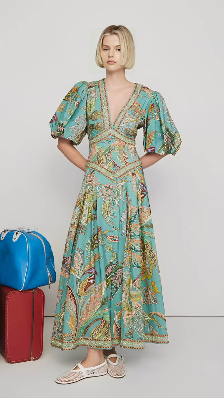 Leona Rae | Bohemian Puff Sleeve Maxi Dress
