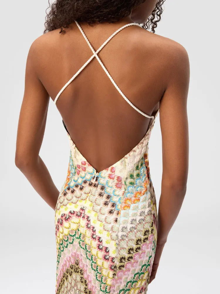 Giada | Boho Chic Multicolor Knit Maxi Dress