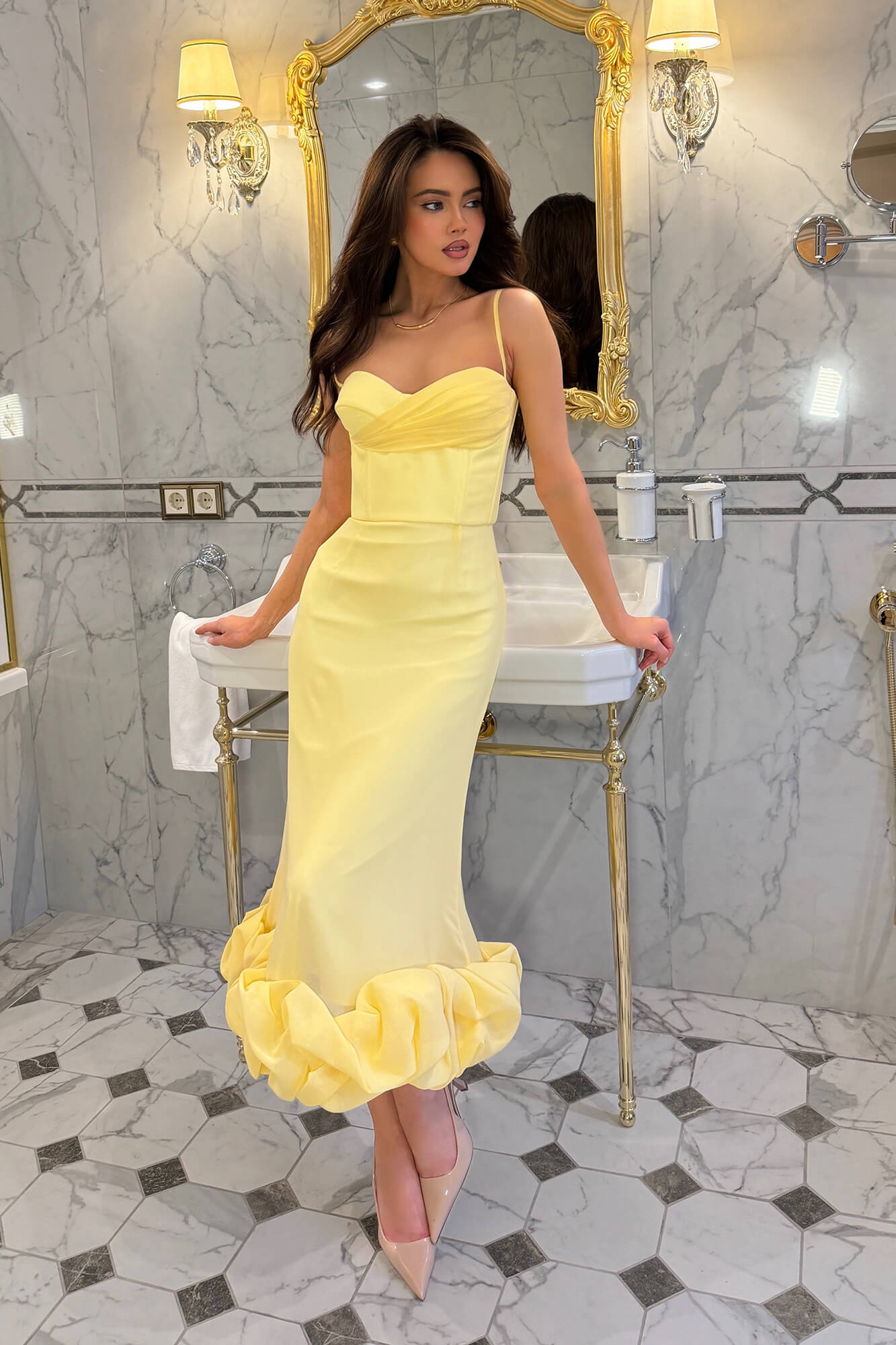 Maribel | Cloud Hem Ruched Midi Dress