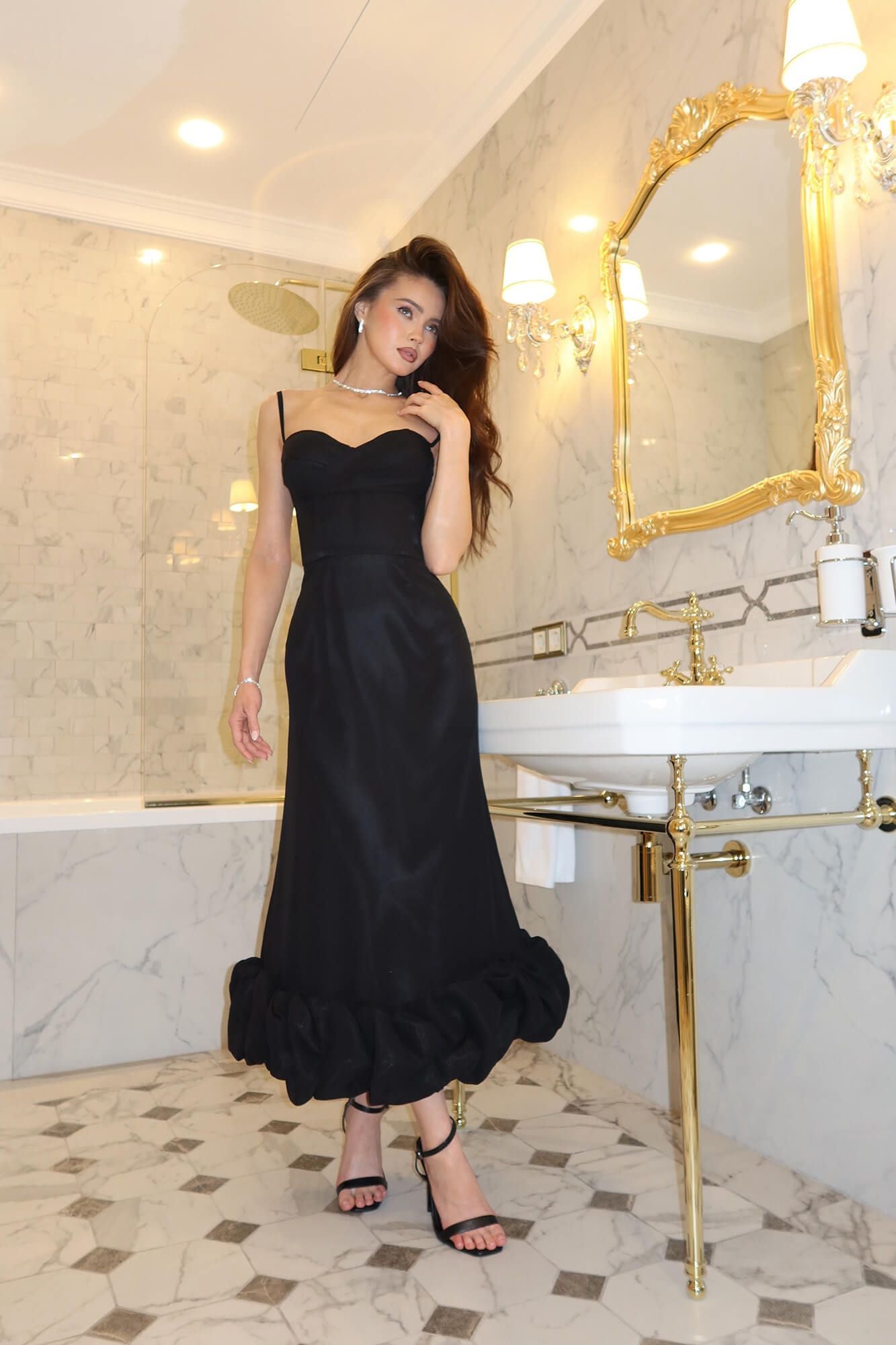 Maribel | Cloud Hem Ruched Midi Dress