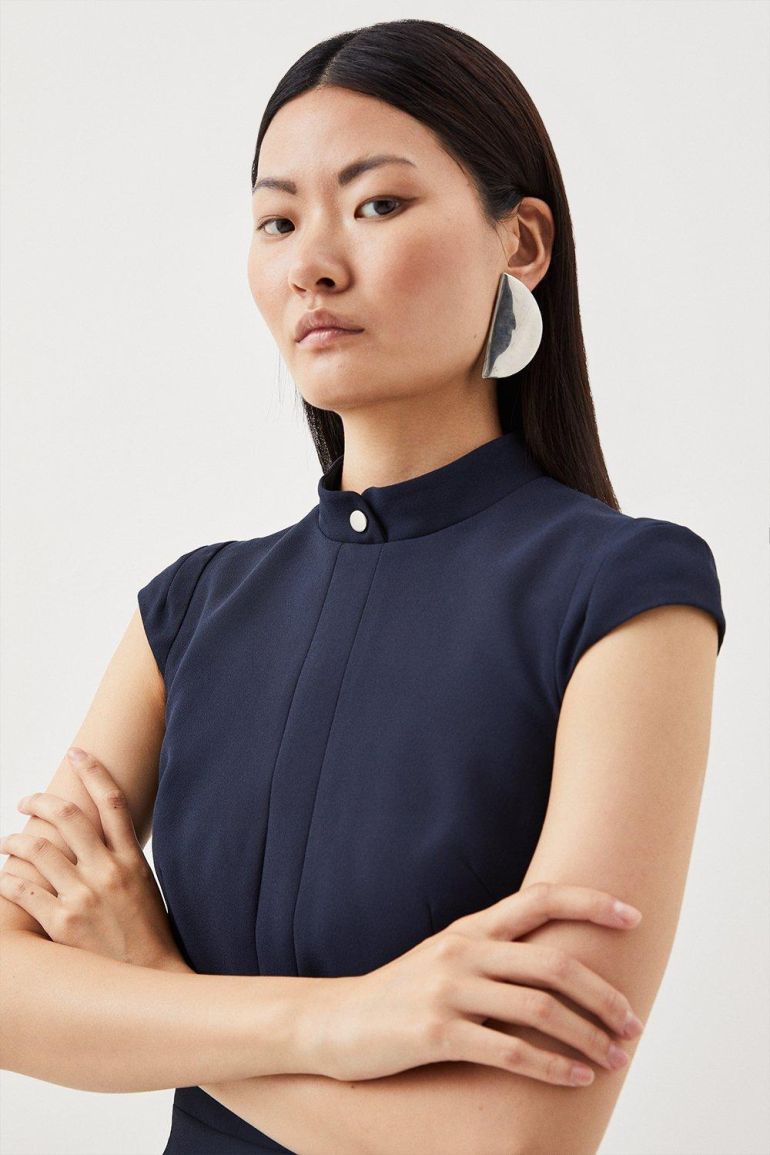 Alessia | Pleated Hem High Neck Mini Dress