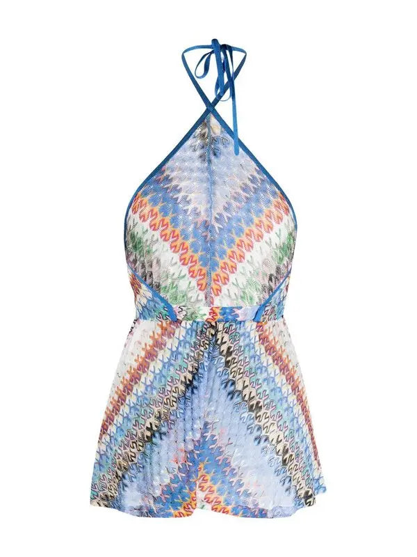 Veyra | Knit Color Splash Halter Backless Romper