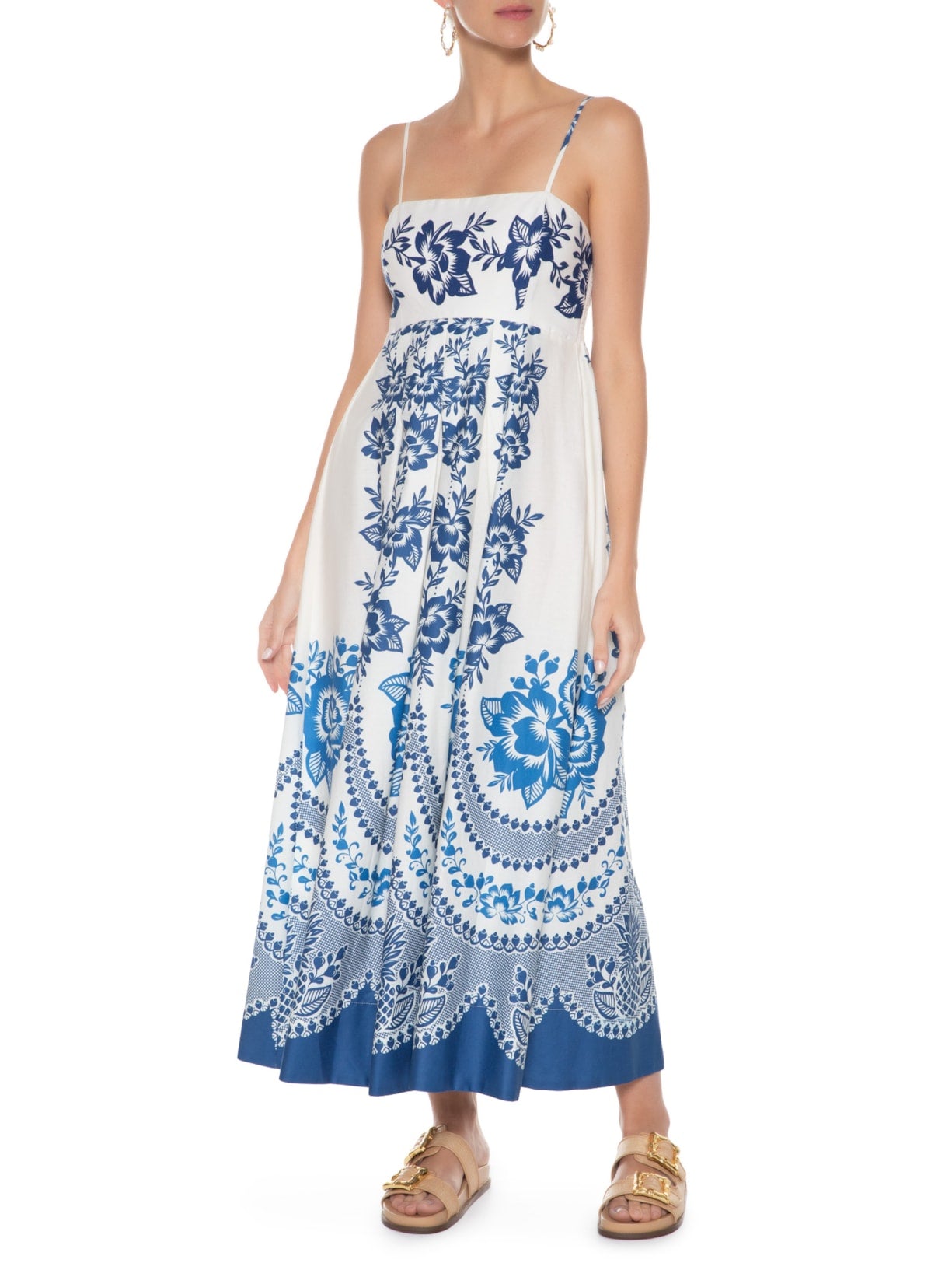 Zyra | Blue Blossom Print Midi Dress of