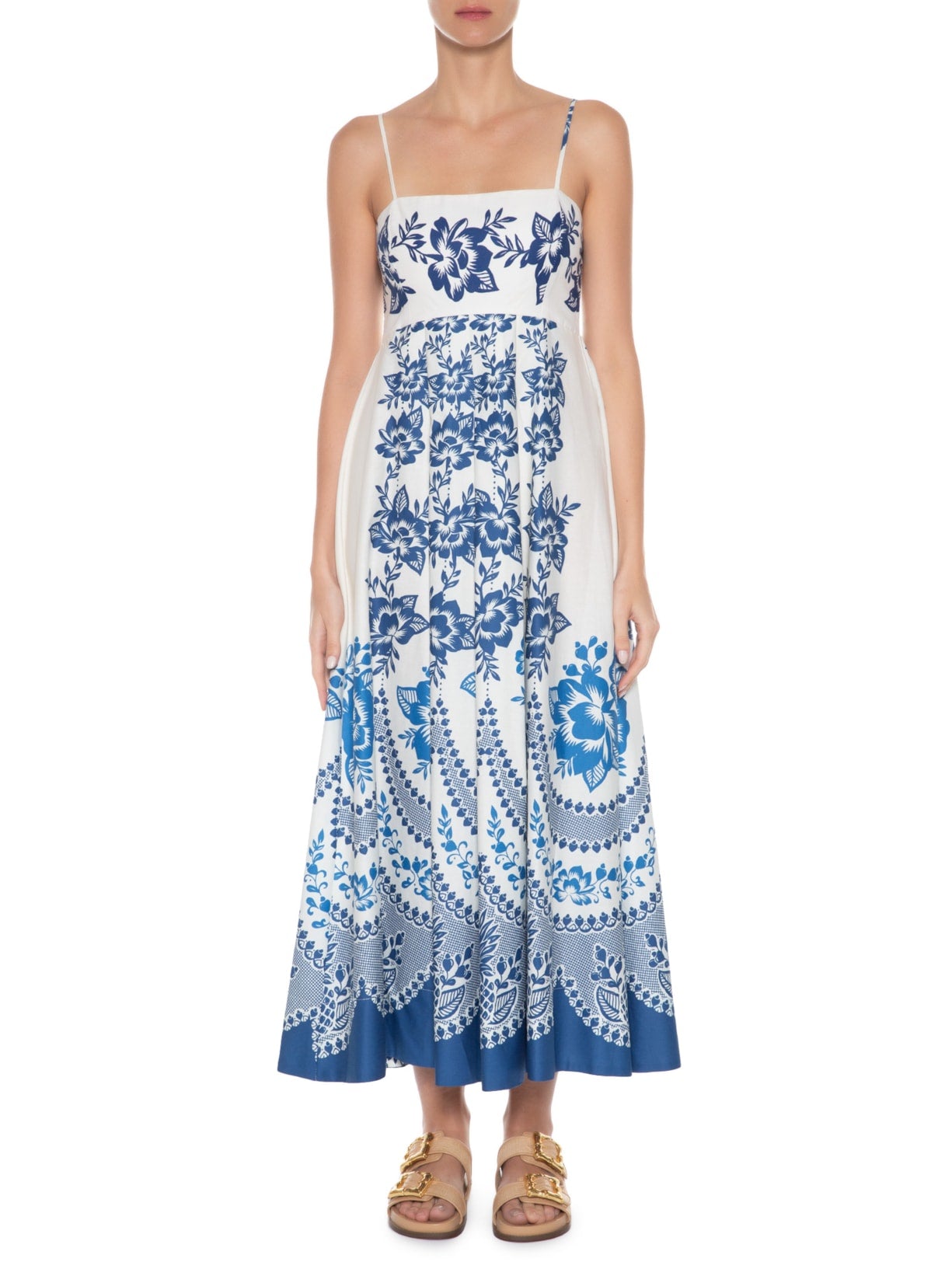 Zyra | Blue Blossom Print Midi Dress of