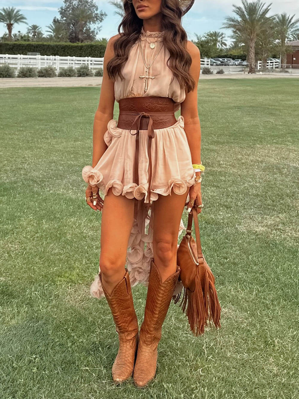 Elowen | Boho Ruffle Chiffon Two-Piece