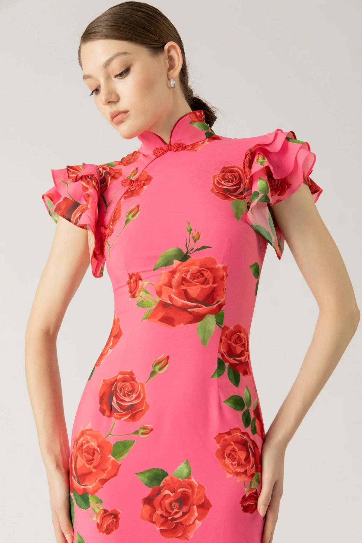 Ariana | Cheongsam Rose Elegance Maxi Dress