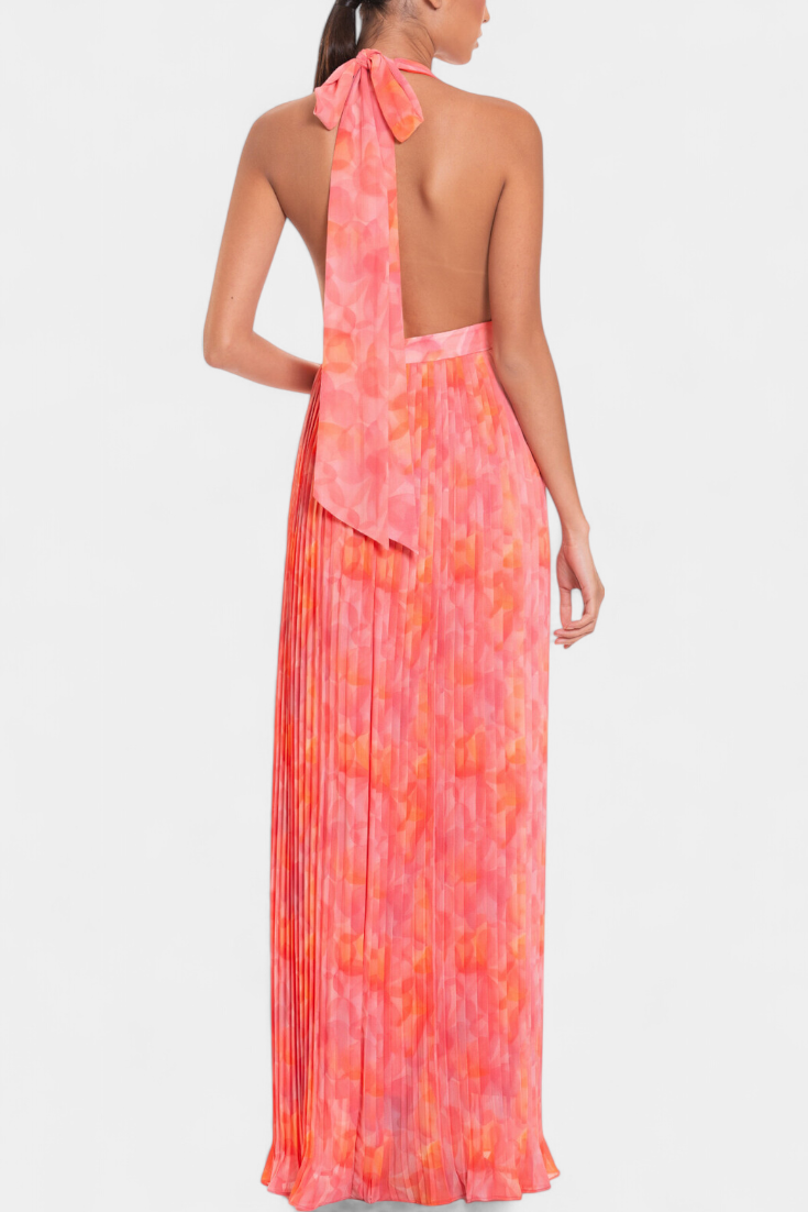 Camellia | Halter Pleated Maxi Dress