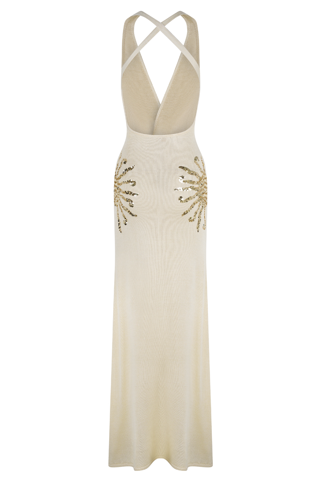 Valeria | Sparkling Sequin Cross Back Knit Maxi Dress