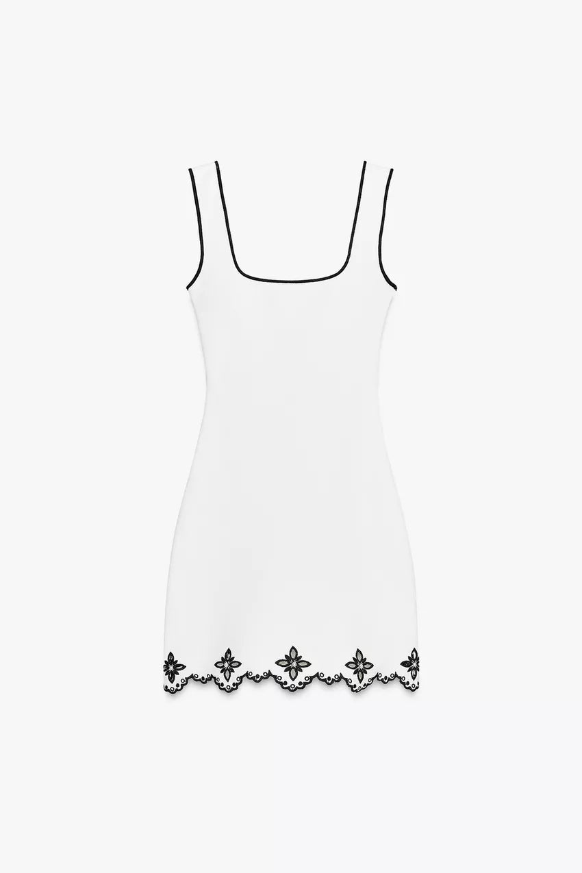Noelle | Embroidered Knit Mini Dress