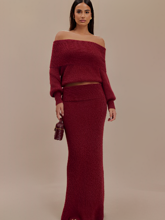 Gloria | Knitted Off-Shoulder Set