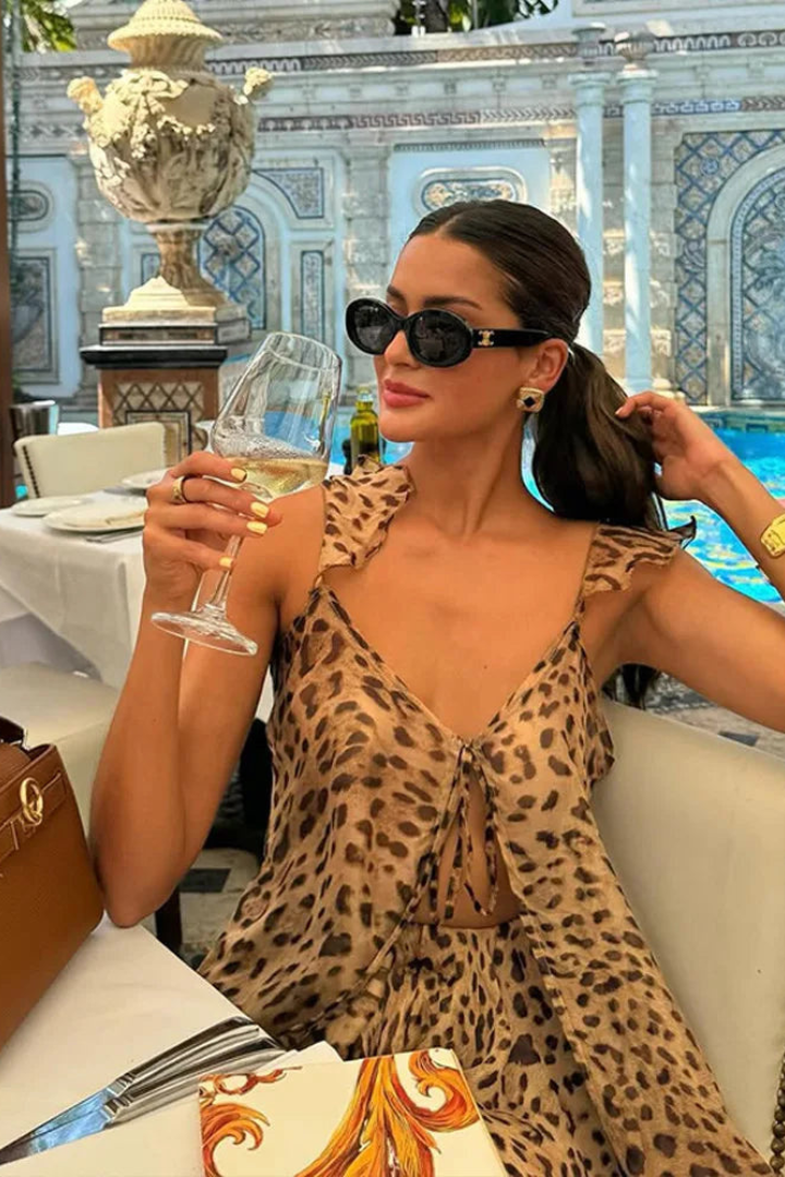 Kaelis | Tie-Front Leopard Two-Piece