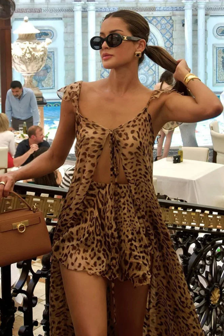 Kaelis | Tie-Front Leopard Two-Piece
